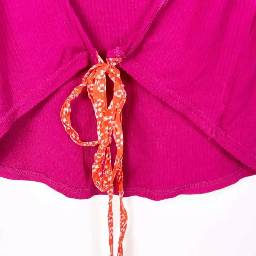 Free People Edge of Town Open Back Crop Top Pink Magenta Size Large